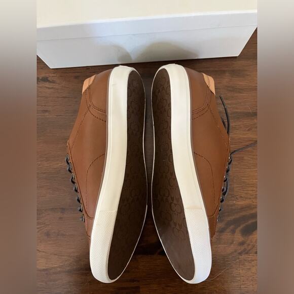 New Men's Coach leather sneaker Perkins Soft Port saddle brown size 8.5 - Picture 6 of 12